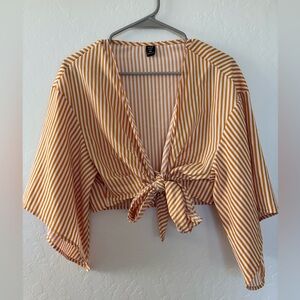 SHEIN Striped cropped flowy top